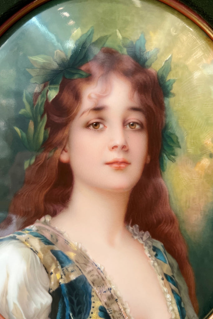 A BERLIN KPM PORCELAIN PLAQUE TITLED CLEMENTINE, AFTER CONRAD KIESEL (1846-1861)