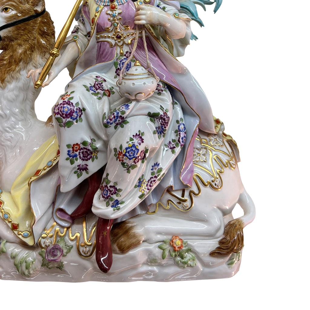 AN ANTIQUE MEISSEN PORCELAIN GROUP ALLEGORICAL OF THE 'FOUR CONTINENTS'