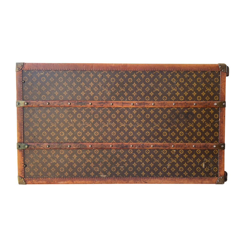 A Fabulous 1920's Louis Vuitton Wardrobe Steamer Stencil Monogram Trunk