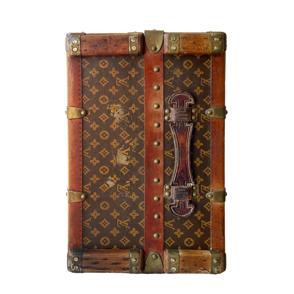 A Fabulous 1920's Louis Vuitton Wardrobe Steamer Stencil Monogram Trunk