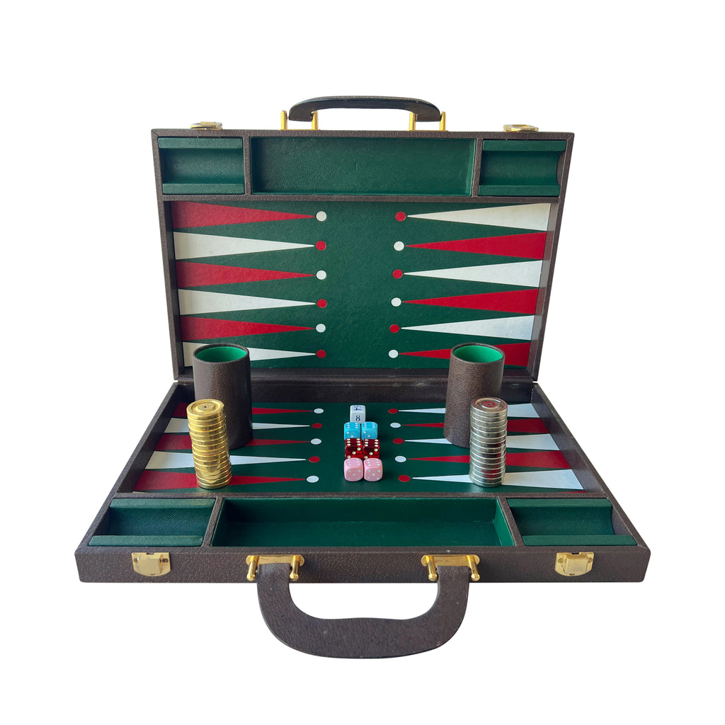 A 1970's Gucci "GG" Motif Complete Backgammon Set, Mint Condition.