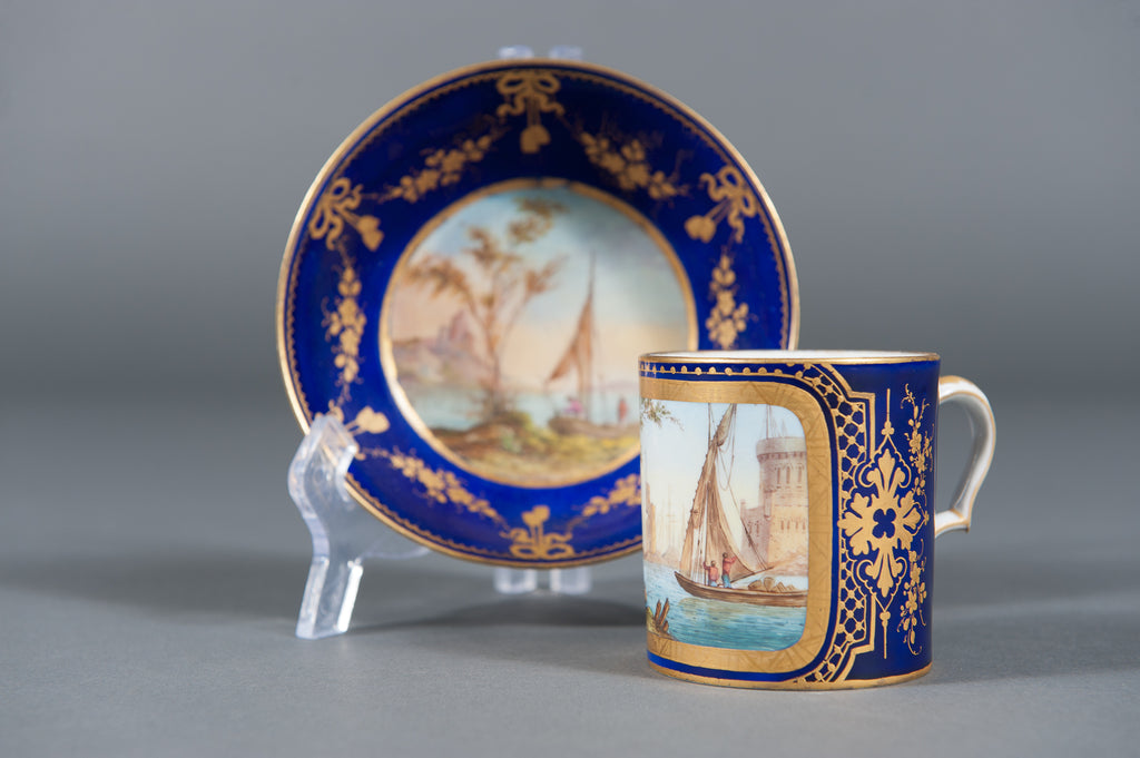 A Fine 19th Century Hand-painted Sevres Porcelain Cabinet Plate & Saucer