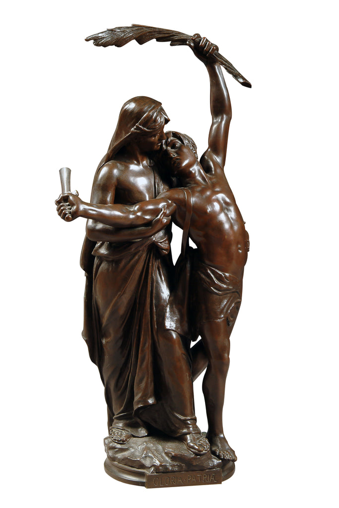 FRENCH PATINATED BRONZE SCULPTURE TITLED 'GLORIA PATRIA' BY EUGENE MARIOTON