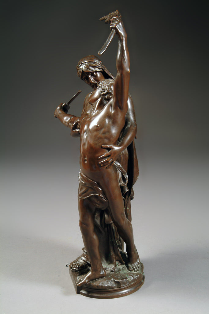 FRENCH PATINATED BRONZE SCULPTURE TITLED 'GLORIA PATRIA' BY EUGENE MARIOTON