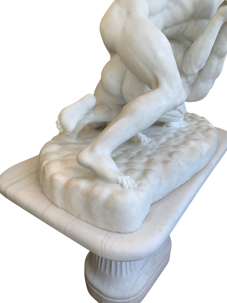 ITALIAN LIFE-SIZE WHITE MARBLE GROUP TITLED 'THE WRESTLERS' AFTER ANTONIO FRILLI