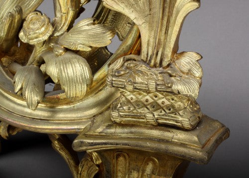 A Pair of French Gilt Bronze Rococo Style Chenets