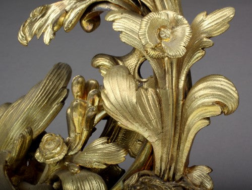 A Pair of French Gilt Bronze Rococo Style Chenets